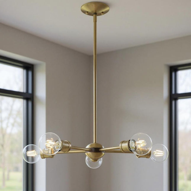 Five Light Dimmable Chandelier With Shades HomeRoots