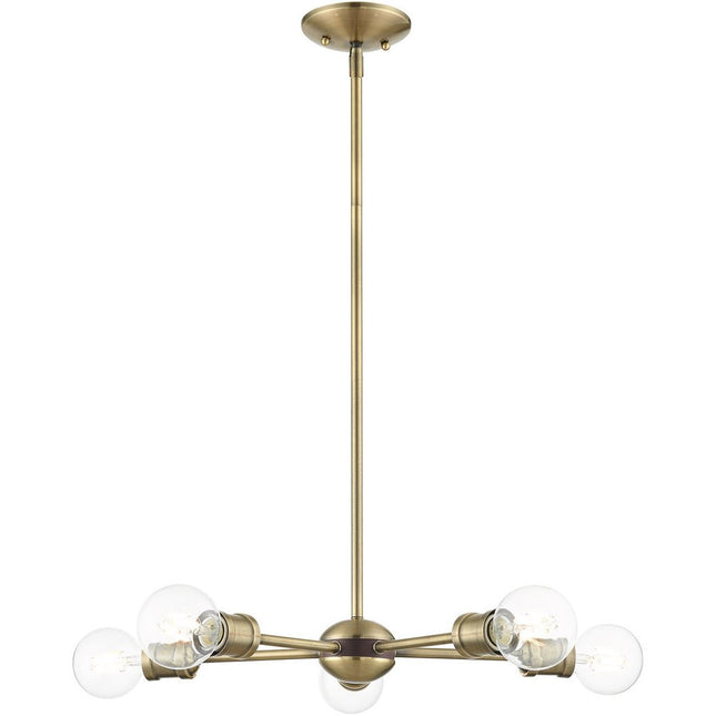 Five Light Dimmable Chandelier With Shades HomeRoots