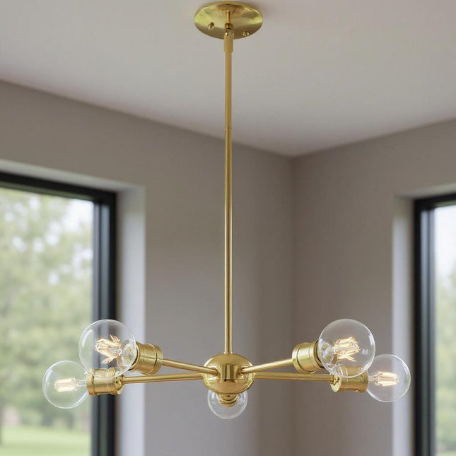 Five Light Dimmable Chandelier With Shades HomeRoots