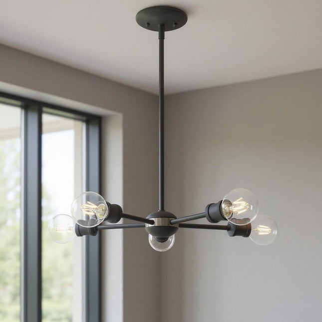 Five Light Dimmable Chandelier With Shades HomeRoots