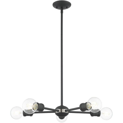 Gray Five Light Metal Dimmable Chandelier With Shades