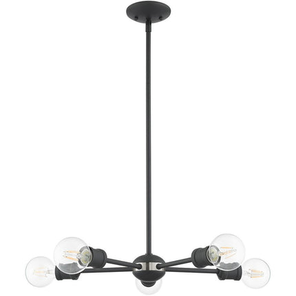 Gray Five Light Metal Dimmable Chandelier With Shades