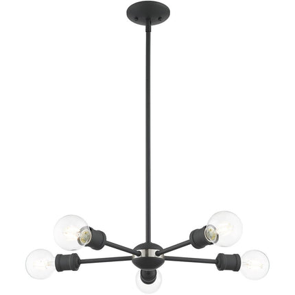 Gray Five Light Metal Dimmable Chandelier With Shades