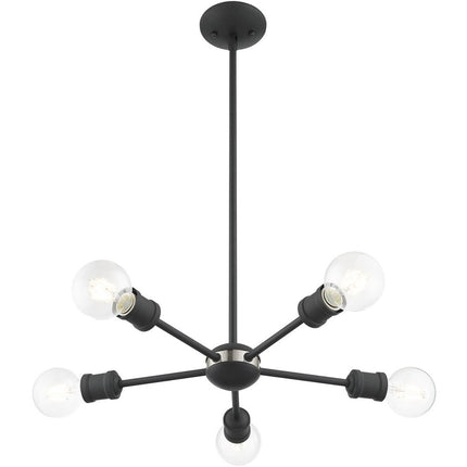 Gray Five Light Metal Dimmable Chandelier With Shades