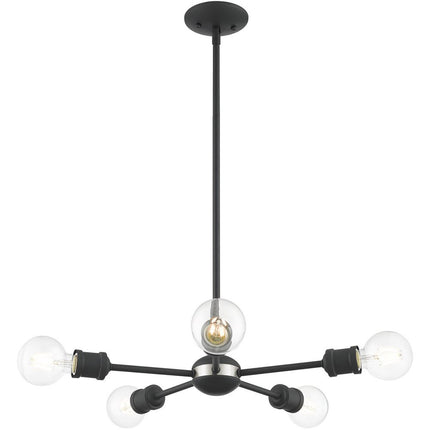 Gray Five Light Metal Dimmable Chandelier With Shades