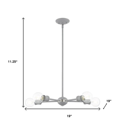 Gray Five Light Metal Dimmable Chandelier With Shades
