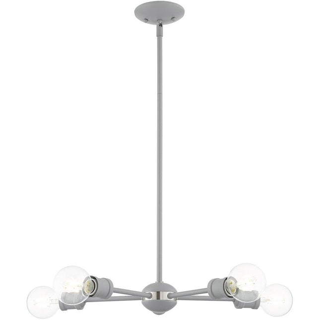 Gray Five Light Metal Dimmable Chandelier With Shades HomeRoots