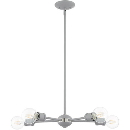 Gray Five Light Metal Dimmable Chandelier With Shades