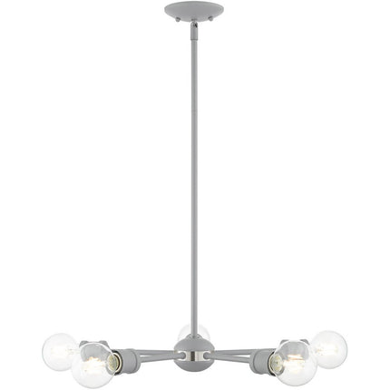 Gray Five Light Metal Dimmable Chandelier With Shades