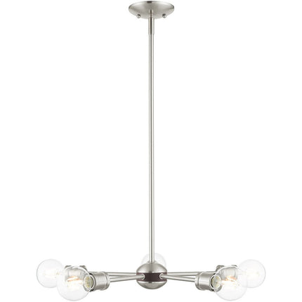 Nickel Five Light Metal Dimmable Chandelier With Shades