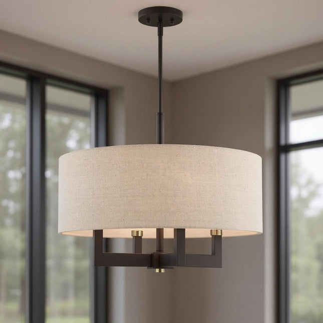 Four Light Dimmable Chandelier With Shades HomeRoots