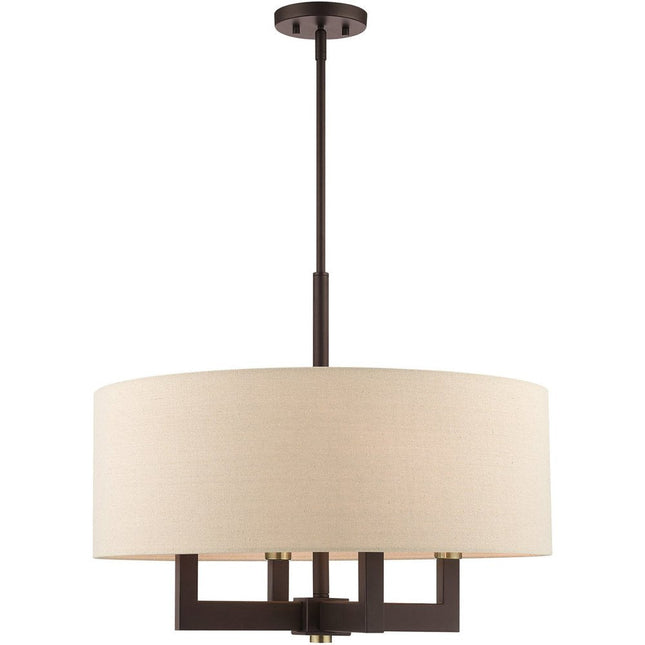 Bronze Four Light Metal Dimmable Chandelier With Shades HomeRoots