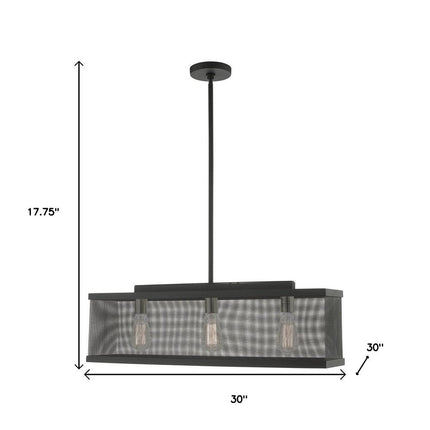 Black Three Light Metal Dimmable Chandelier With Shades