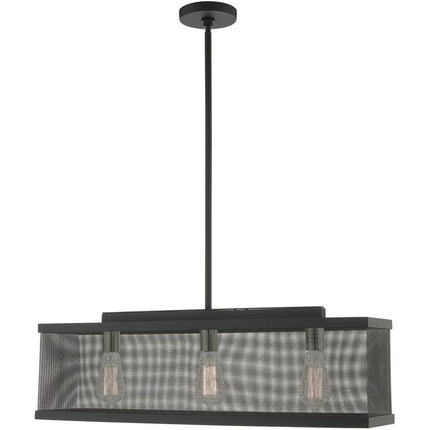 Black Three Light Metal Dimmable Chandelier With Shades