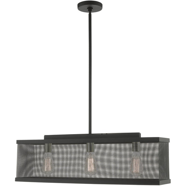 Black Three Light Metal Dimmable Chandelier With Shades