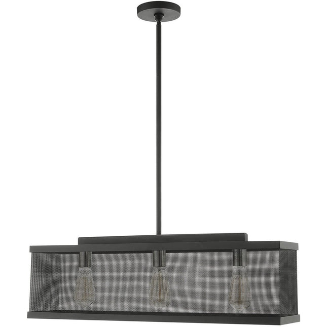 Black Three Light Metal Dimmable Chandelier With Shades