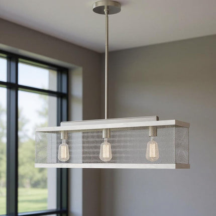 Nickel Three Light Metal Dimmable Chandelier With Shades