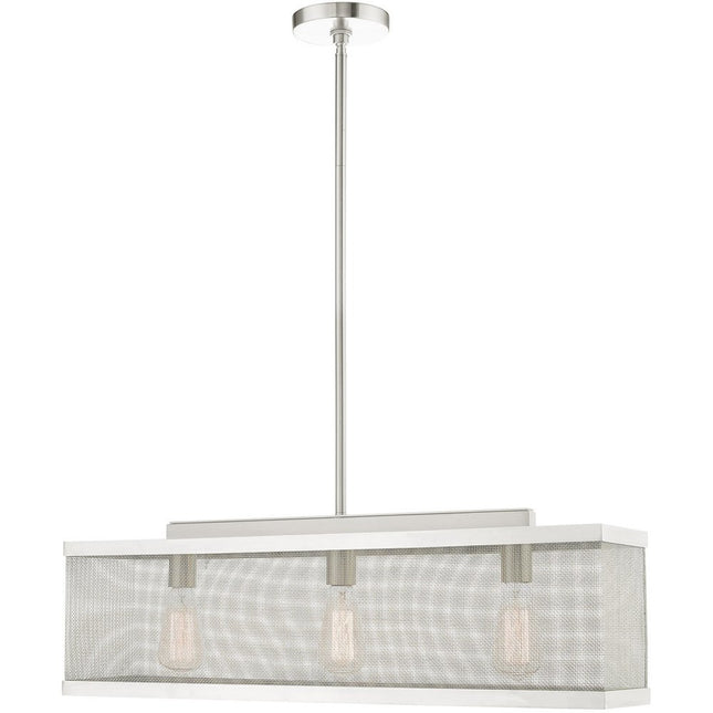 Nickel Three Light Metal Dimmable Chandelier With Shades