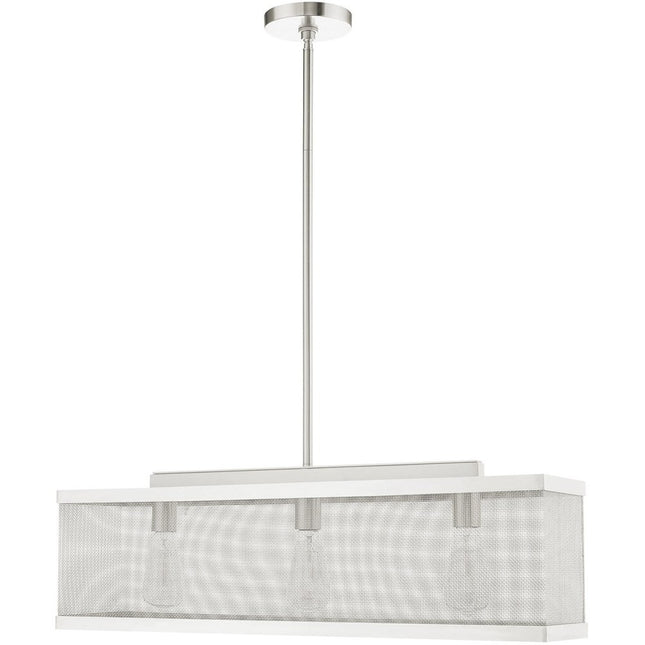 Nickel Three Light Metal Dimmable Chandelier With Shades