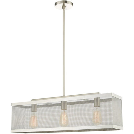 Nickel Three Light Metal Dimmable Chandelier With Shades