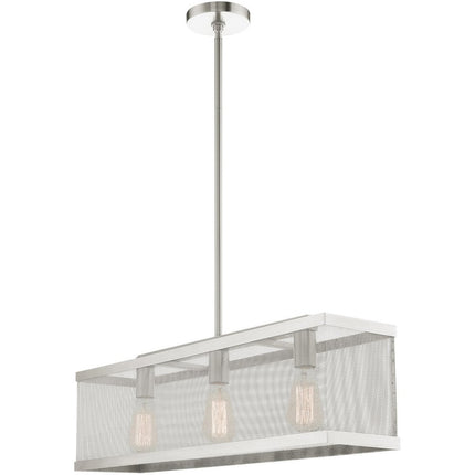Nickel Three Light Metal Dimmable Chandelier With Shades