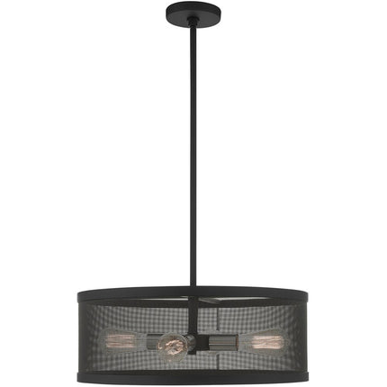 Black Four Light Metal Dimmable Chandelier With Shades
