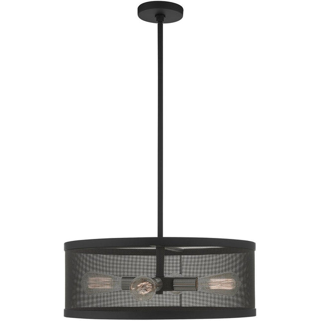 Black Four Light Metal Dimmable Chandelier With Shades HomeRoots