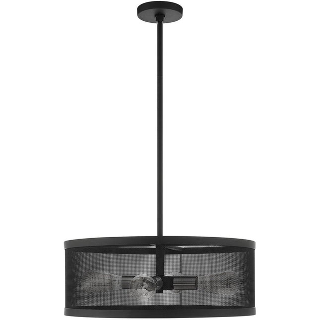 Black Four Light Metal Dimmable Chandelier With Shades HomeRoots