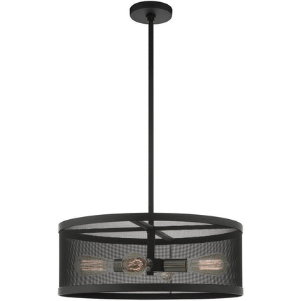 Black Four Light Metal Dimmable Chandelier With Shades