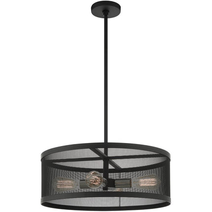 Black Four Light Metal Dimmable Chandelier With Shades