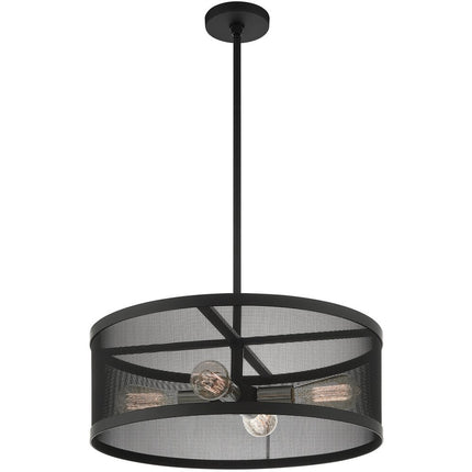 Black Four Light Metal Dimmable Chandelier With Shades