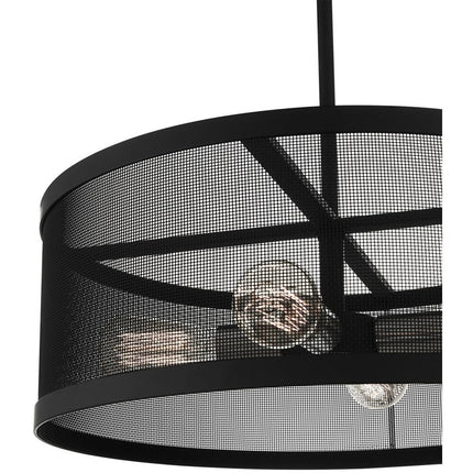 Black Four Light Metal Dimmable Chandelier With Shades