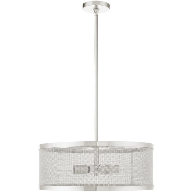 Nickel Four Light Metal Dimmable Chandelier With Shades HomeRoots