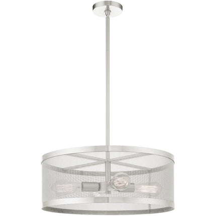 Nickel Four Light Metal Dimmable Chandelier With Shades