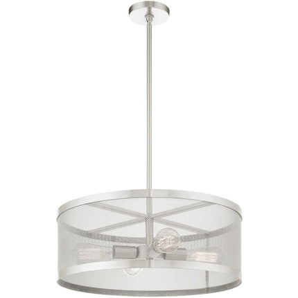 Nickel Four Light Metal Dimmable Chandelier With Shades