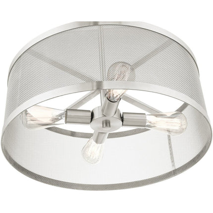Nickel Four Light Metal Dimmable Chandelier With Shades