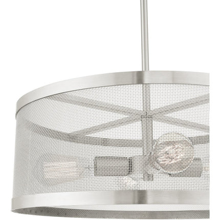 Nickel Four Light Metal Dimmable Chandelier With Shades