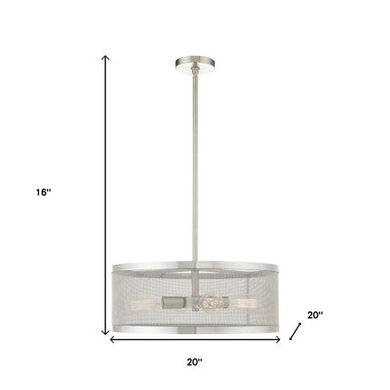 Nickel Four Light Metal Dimmable Chandelier With Shades