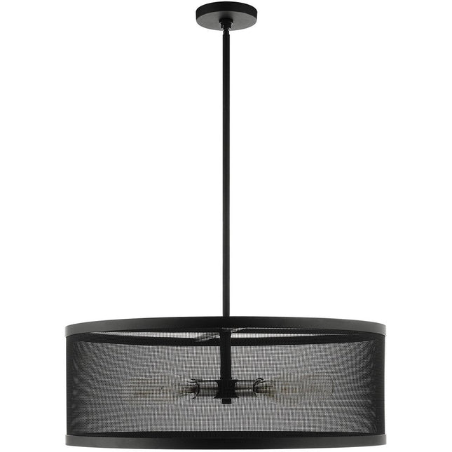 Black Five Light Metal Dimmable Chandelier With Shades HomeRoots
