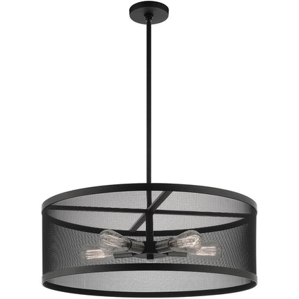 Black Five Light Metal Dimmable Chandelier With Shades