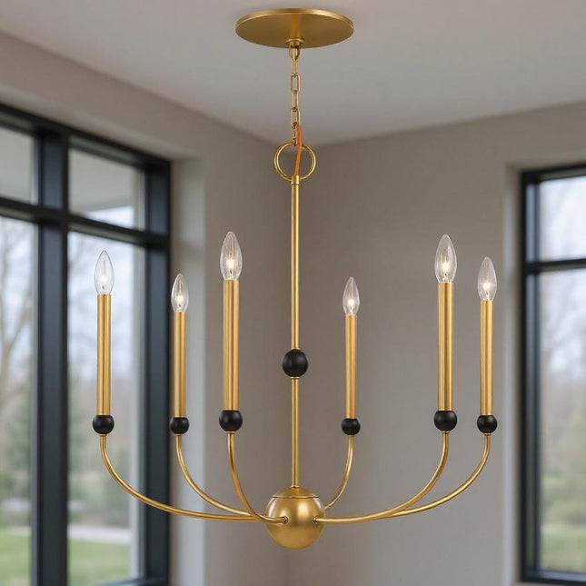 Six Light Dimmable Chandelier With Shades HomeRoots