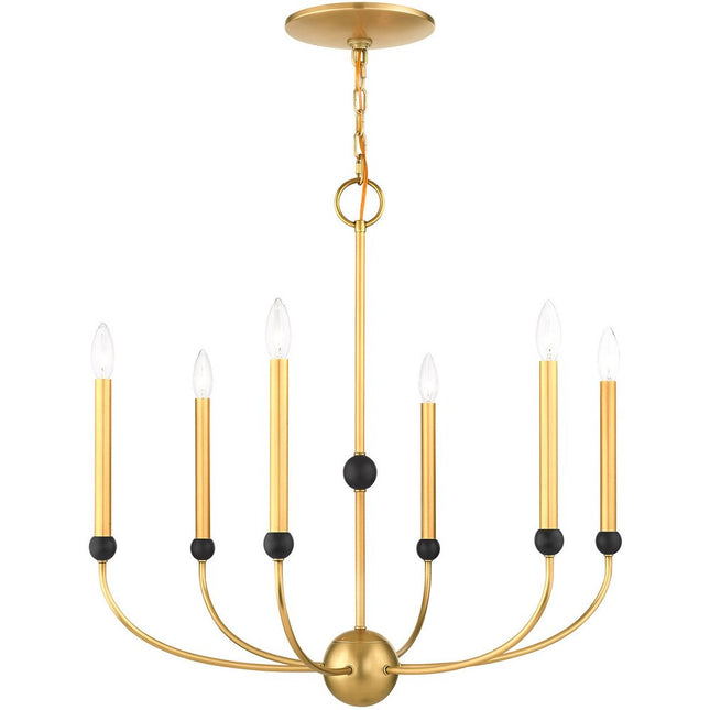 Six Light Dimmable Chandelier With Shades HomeRoots