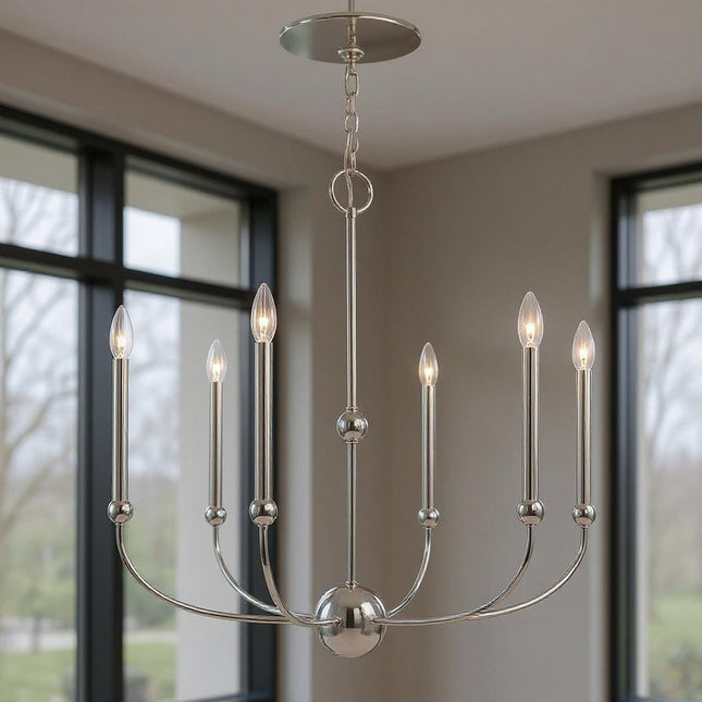 Six Light Dimmable Chandelier With Shades HomeRoots