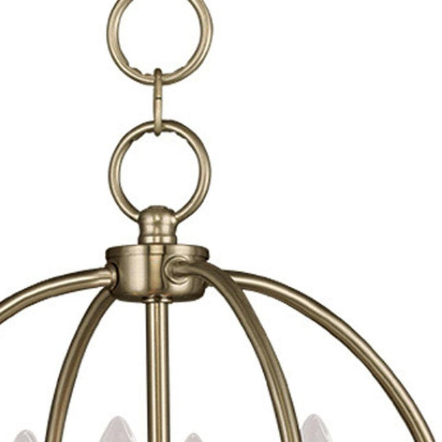 Brass And White Four Light Metal Dimmable Chandelier With Shades