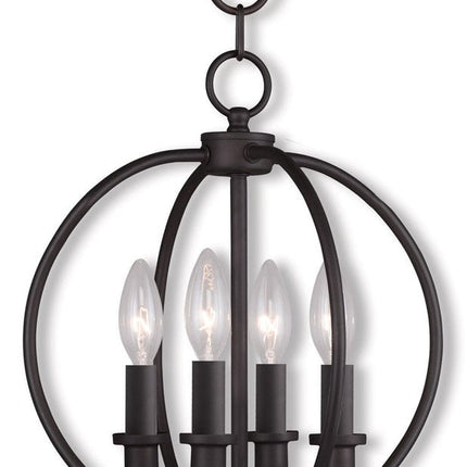 Bronze Four Light Metal Dimmable Chandelier With Shades HomeRoots