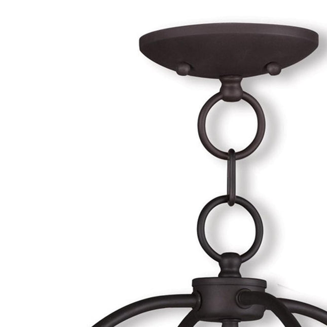 Bronze Four Light Metal Dimmable Chandelier With Shades