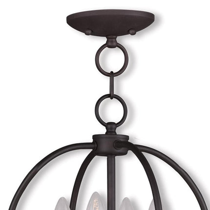 Bronze Four Light Metal Dimmable Chandelier With Shades