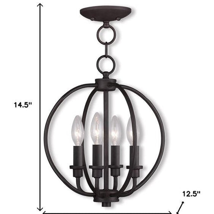 Bronze Four Light Metal Dimmable Chandelier With Shades HomeRoots