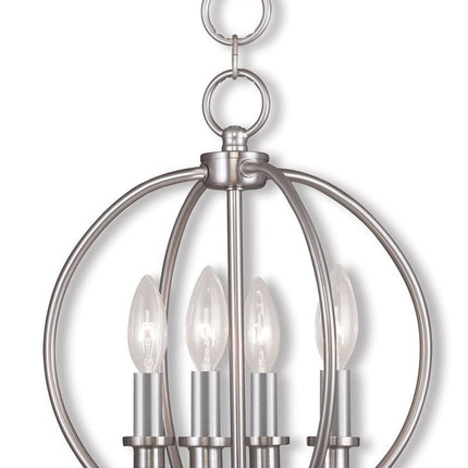 Nickel Four Light Metal Dimmable Chandelier With Shades