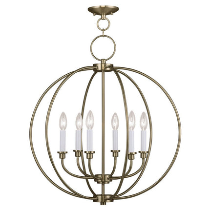 Brass Six Light Metal Dimmable Chandelier With Shades HomeRoots
